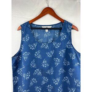 AKS Amy K Su Womens XL Floral Blue Tencel Sleeveless Top